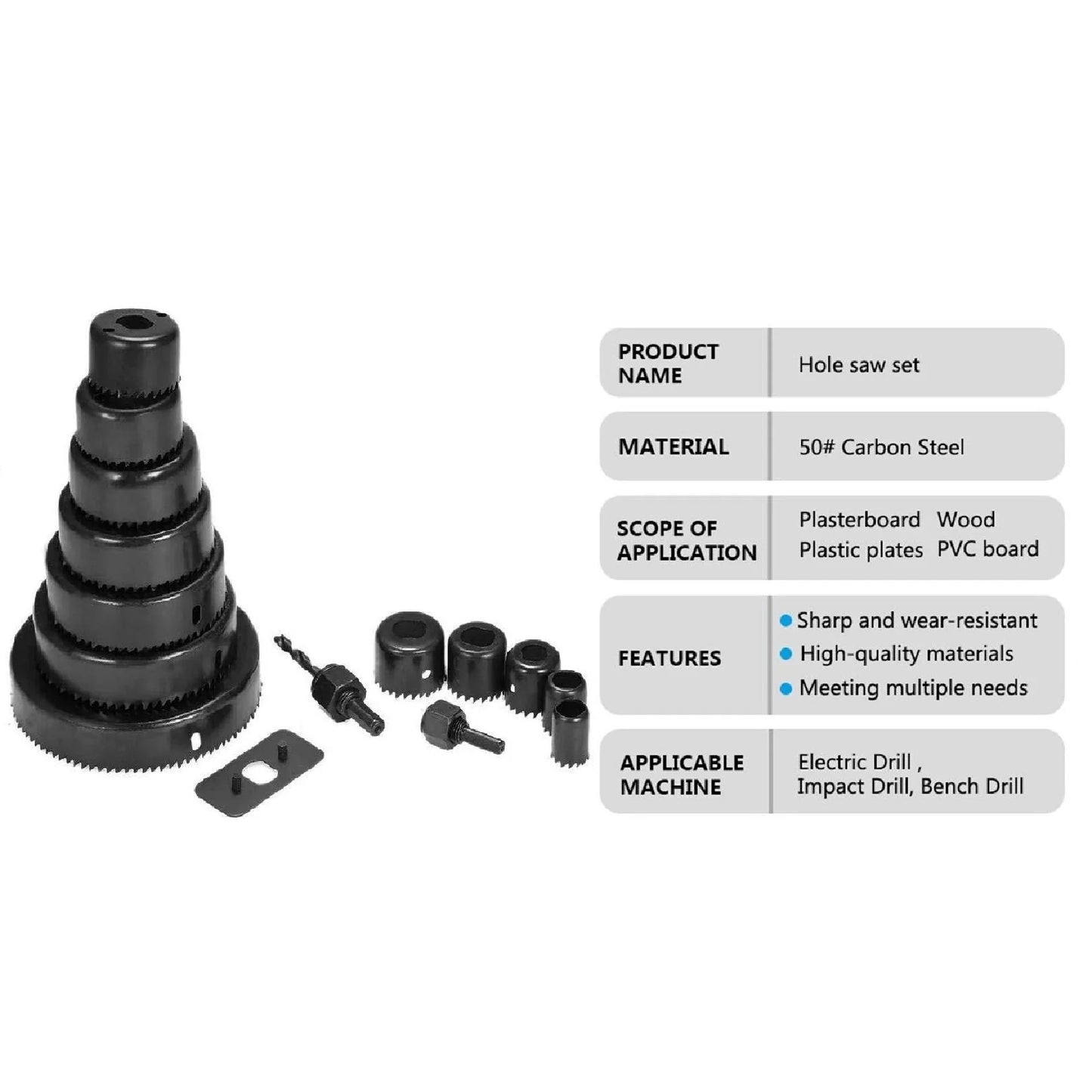 16PCs HSS Hole Saw Drill Bit