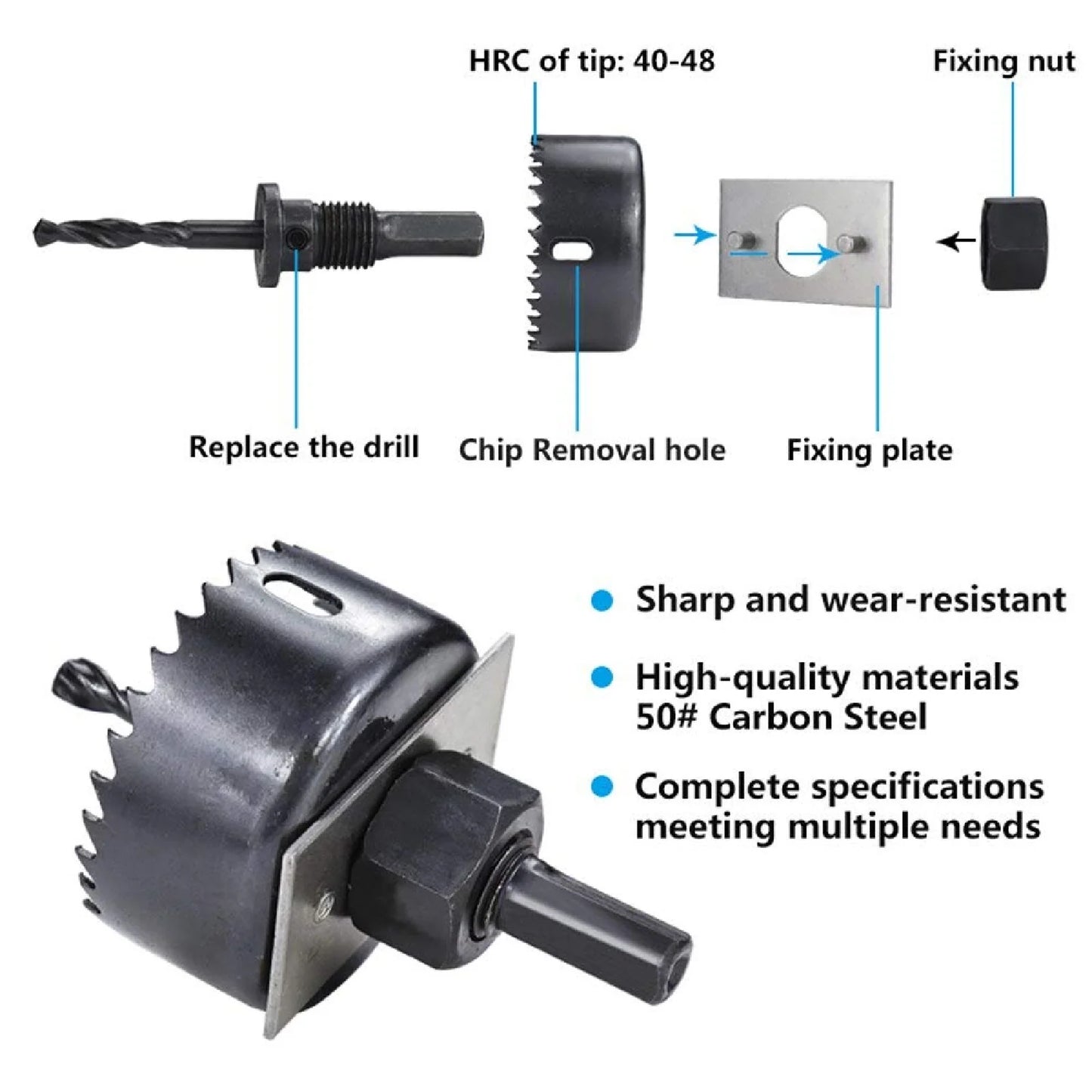 16PCs HSS Hole Saw Drill Bit