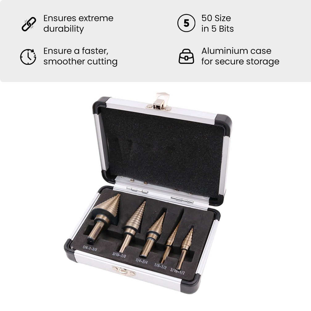 5PCs Cone Step Drill Bit Set