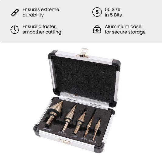 5PCs Cone Step Drill Bit Set